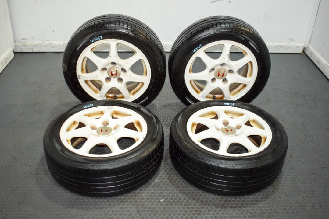 99 Type R White Rims Set of 4 Used 15x6+50 JDM 97-00 Honda Civic EK9 Type R OEM wheels in ...