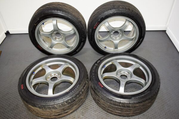 Used JDM 17x8 5 Spoke Silver Atech Wheels with 5x100 Fitment and
