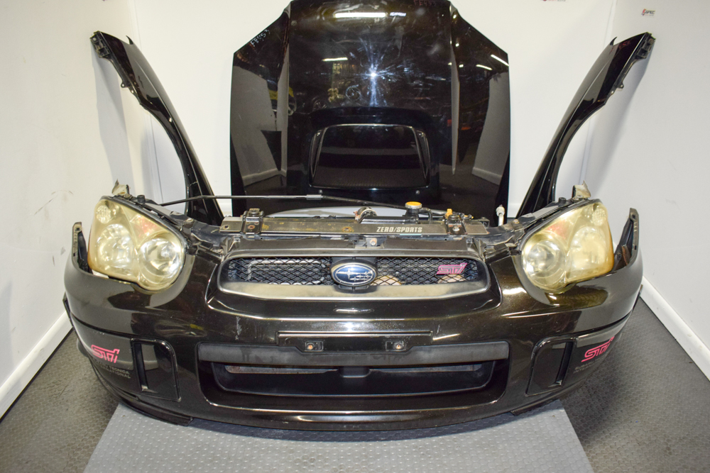 04 05 WRX STi Sedan Nose Cut in Java Black Pearl.