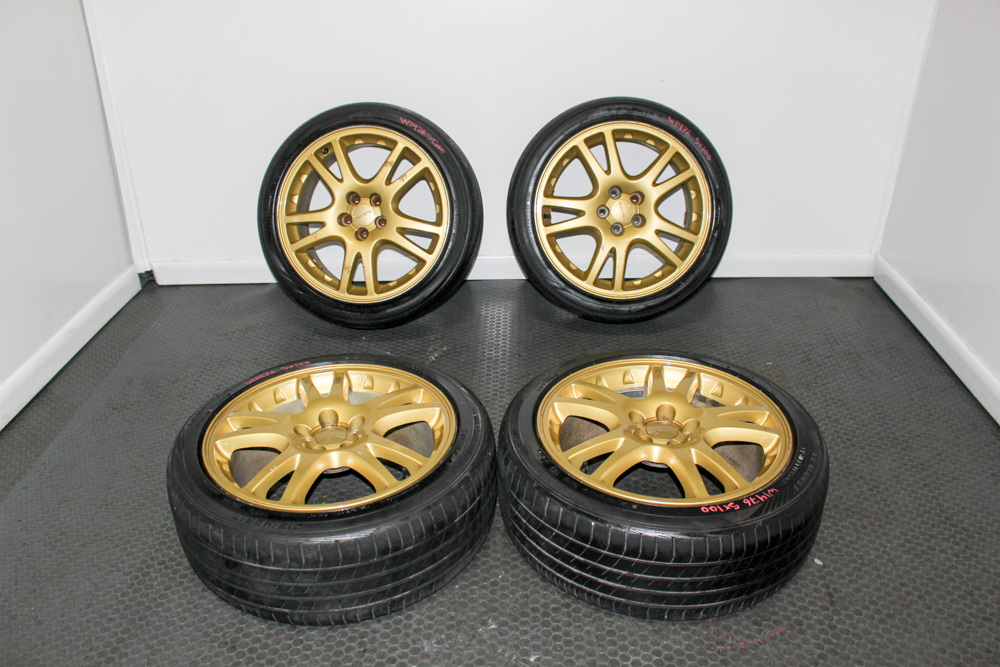 JDM Subaru WRX STI V7 wheels 17x7.5 +53 5x100 gold