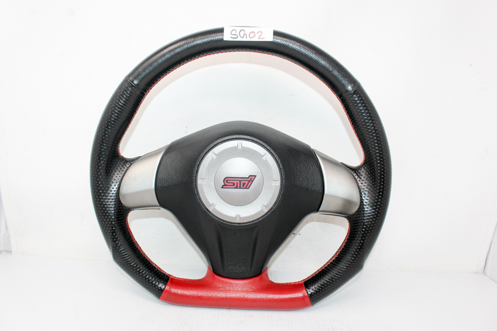 DAMD D-shaped steering wheel Subaru WRX STI red stitch