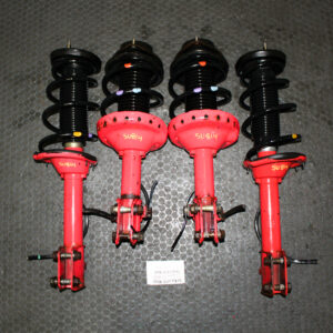 Buy JDM Subaru WRX STI GDB pink struts and springs 2002–2007 5x100. OEM STI suspension upgrade available at J-Spec Auto Sports Inc.