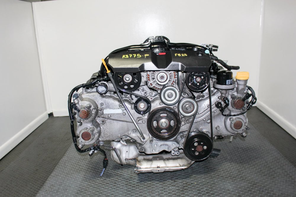 Low mileage JDM Subaru FB25 2.5L DOHC timing chain engine for 2013-2016 Subaru Legacy and Outback compression tested by J-Spec Auto Sports
