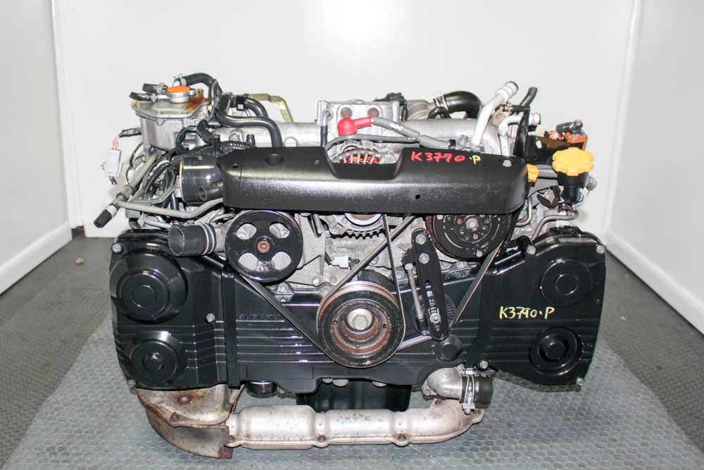 Compression-tested low-mileage JDM Subaru EJ205 2.0L turbo engine for sale for the 2002–2005 Subaru WRX, professionally inspected by J-Spec Auto Sports.