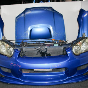 Blue JDM Ings Blobeye front end for 2004–2005 Subaru WRX STI with Ings aero bumper