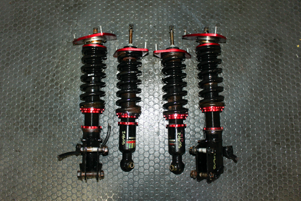 Used Blitz Damper ZZ-R coilovers for 2008–2014 Subaru WRX STI GRB, full set of 4